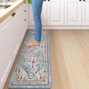 Collive Kitchen Mats for Floor, Cushioned Anti Fatigue Kitchen Rugs Waterproof Sink Rugs Non Slip, Soft Comfortable Standing Mats for Office, Laundry, 17x59 (Aqua)