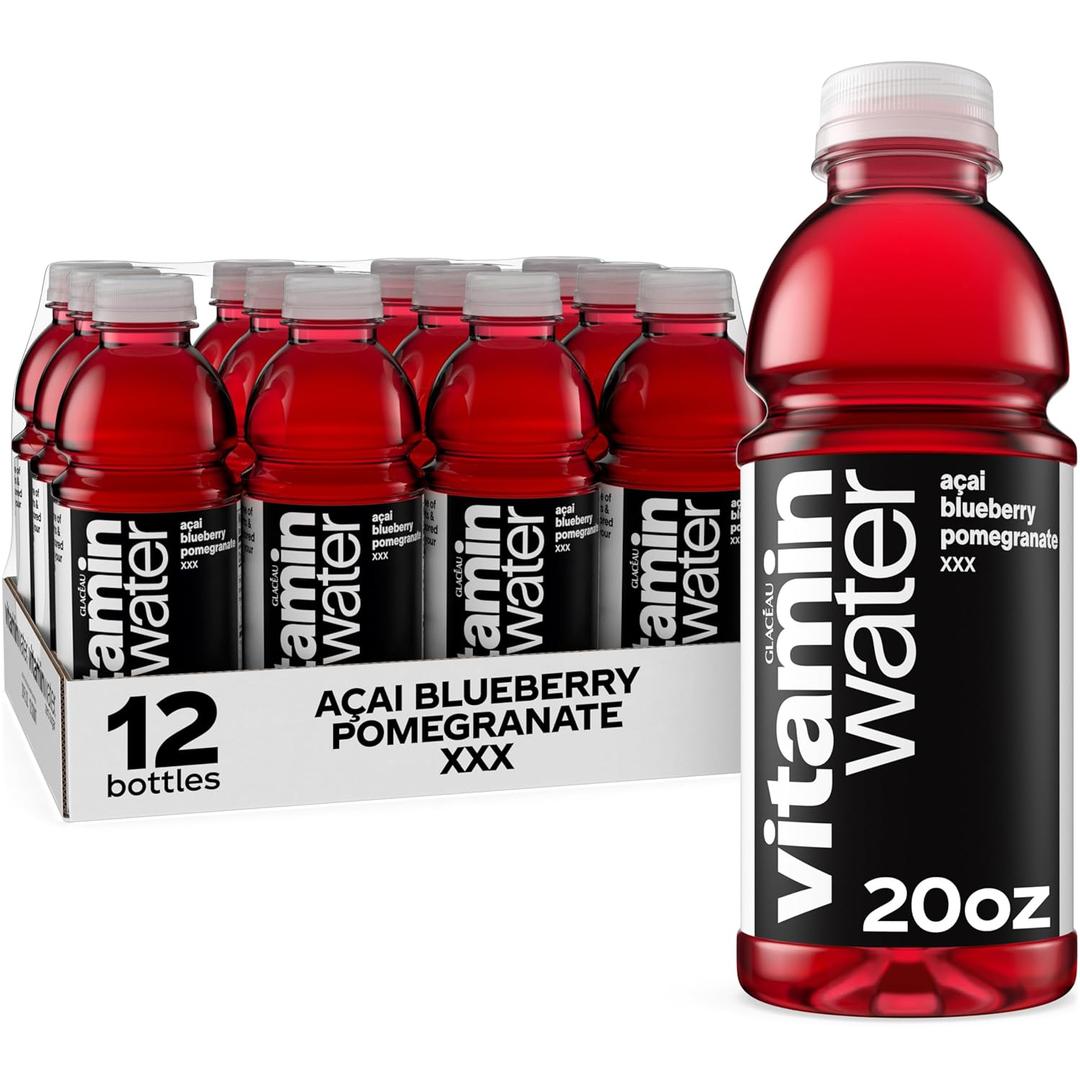 vitaminwater XXX Aai Blueberry Pomegranate Nutrient Enhanced Flavored Water Beverage, 20 fl oz Bottles, 12 Pack (BBD: 02-02-2026)
