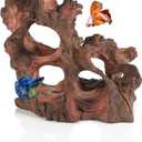 Natural Wood Aquarium Cave Betta Fish Hideout for Aquarium Fish Tank Decorations-Reptile Hide-Snake Hide-Cave for Cichlids Habitat Shelter for Crayfish Shrimp and Other Aquatic Pets 6.1-9.8" (multi-hole)
