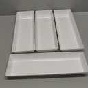 US Acrylic Avant White Plastic Serving Trays (Set of 4) 15 x 5 | Narrow Reusable Rectangular Party Platters | Serve Appetizers, Fruit, Veggies, & Desserts | BPA-Free & Made in USA