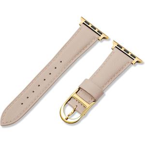 HANDODO Italian Genuine Leather Band for Apple Watch Series 10 9 8 7 6 5 4 3 2 1 SE SE2 Ultra 2, Top Grain Super Thin Strap Women for iWatch 38mm 40mm 41mm 42mm 44mm 45mm 46mm 49mm, Gold Buckle