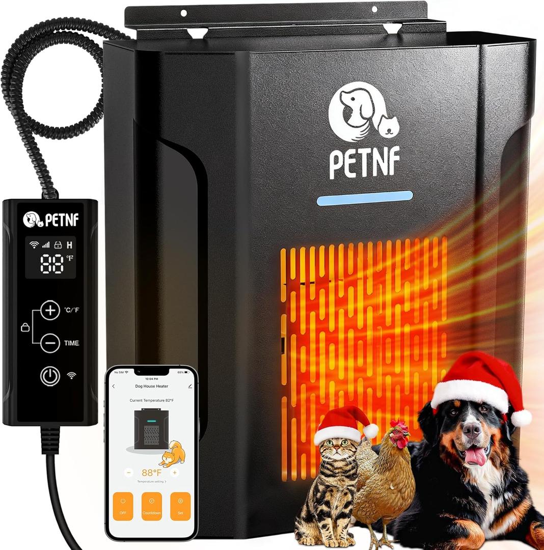 Dog House Heater  45 to 113 Thermostat Controlled Pet House Heater with Wifi Remote App Control 300W Fast Heating Energy Saving Eco Mode Safe for Outside Dog House Winter Chicken Coop