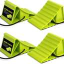 HOXWELL 2 Pair Wheel Chocks for Travel Trailers, Non Slip Heavy Duty Green Wheel Chock with Rope, Lightweight Wheel Stoppers for Cars Campers Trucks RVs, Easy to Carry & Suitable for Most Tyre Sizes