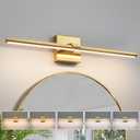 Gold Bathroom Light Fixtures Over Mirror 24 Inch 5CCT Modern LED Vanity Lights for Bathroom with 18W Warm White Lighting Dimmable Bath Wall Sconces Bar for Dresser Restroom