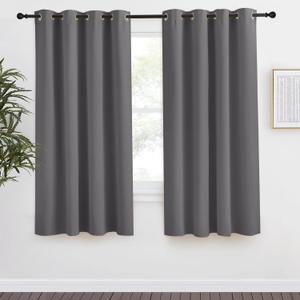 NICETOWN Grey Blackout Curtain 68 inch Long, 55 inches Width, 1 Panel, Thermal Insulated Window Treatment with Grommet Room Darkening Thermal Insulated Panel for Bedroom/Living Room