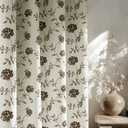 Beauoop Floral 100% Blackout Curtains 63 Inches Long 2 Panels for Bedroom Living Room Brown on Beige Vintage Rose Flower Patterned Room Darkening Thermal Soundproof Grommet Window Drapes, 52X63