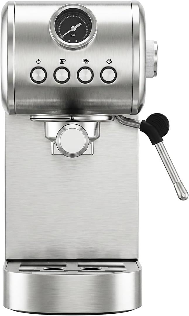 Espresso machine 20 Bar, Espresso Maker with Powerful Steam Milk Frother, Stainless Steel Coffee Machine with Fast Heating System for Latte, Cappuccino