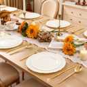 U-QE 100 Pieces Ivory Plastic Plates for Party - Ivory Disposable Plastic Plates - Heavy Duty Disposable Platos Including 50 Dinner 10 '' & 50 Dessert 7.5 '' for Weddings