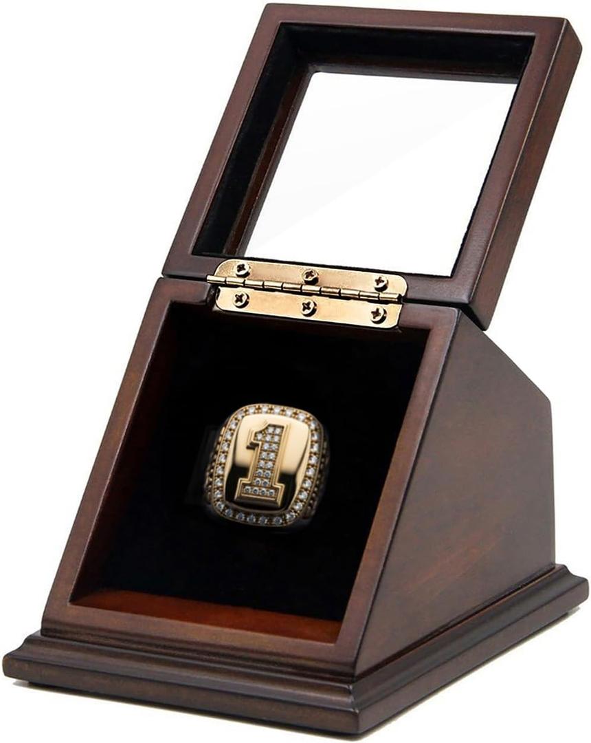 Championship Ring Display Case Big Ring Storage Box (Espresso, 1 Slots)