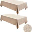 Fitable Faux Linen Tablecloths for Rectangle Tables: Water & Stain Resistant Farmhouse Table Cloth, Washable Burlap Textured Table Covers for Kitchen Dining Party(4 Pack, 52x70 Inch, Beige)