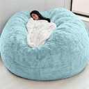 Big Huge Giant Bean Bag Chair for Adults, (No Filler) Bean Bag Chairs in Multiple Sizes and Colors Giant Foam-Filling Required- Machine Washable Covers, Double Stitched Seams (Sky Blue,5FT)