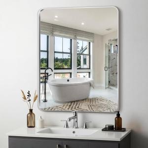 Delma Bathroom Vanity Mirror, Black Framed Bathroom Mirror for Over Sink, High-Definition Bathroom Mirror, Versatile Bathroom Vanity Mirror, Hangs Horizontally or Vertically(36x30, Silver)