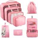 Ebbniur Packing Cubes, 8 Pcs Travel Packing Organizers for Suitcases, Large Capacity Travel Luggage Organizers Set includes 8 Storage Bags for Women or Men (Pink)