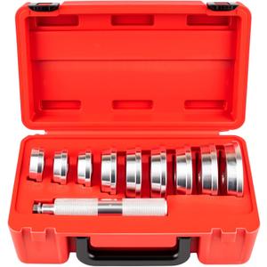 10pcs Bearing Race and Seal Driver Set, Bearing Press Kit with 1pc Driver Handle and 9pcs Disk Adapters for Mounting Automotive Wheel Hubs