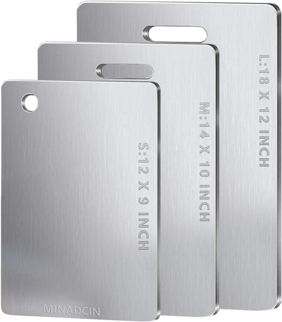 Titanium Cutting Boards For Kitchen, 3Pcs 100% Pure Cut Titanium Cutting Board, Food Grade Quality,Easy To Clean And Will Not Absorb Odors, Suitable For Kitchen Or Outdoor Camping ((12L*9W)+(14L*10W)+(18L*12W))