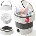 Portable Washing Machine - 20L Mini Foldable Washer with Spin Basket, 3 Cleaning Modes & Deep Cleaning for Small Clothes, Collapsible Laundry for Apartment, Home, Hotel and Travel (Gray)
