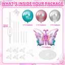 Butterfly Decorations Balloon Stand Kit 2 Sets, Birthday Party Decoration Pink Purple Butterfly Balloons Mylar Foil Balloons for Birthdays, Baby Shower, Anniversary, Wedding Party Supplies