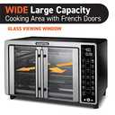 Gourmia Toaster Oven Air Fryer Combo 17 cooking presets 1700W french door digital air fryer oven 24L capacity accessories, convection rack, baking pan tray recipe book GTF7655,Large,Stainless Steel