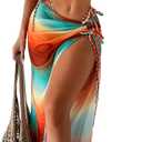 WDIRARA Women's 3 Piece Bikini Set Ombre Twist Ruched Swimsuit with Split Beach Skirt (Multicolor, XS)