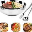 304 Stainless Steel Pasta Bowls, 47oz Double Walled Insulated Soup & Salad Bowls Unbreakable, 8.7" Large Cereal/Ramen/Udon/Noodle/Pho Bowl Plates with Spoons & Forks, Dishwasher Safe
