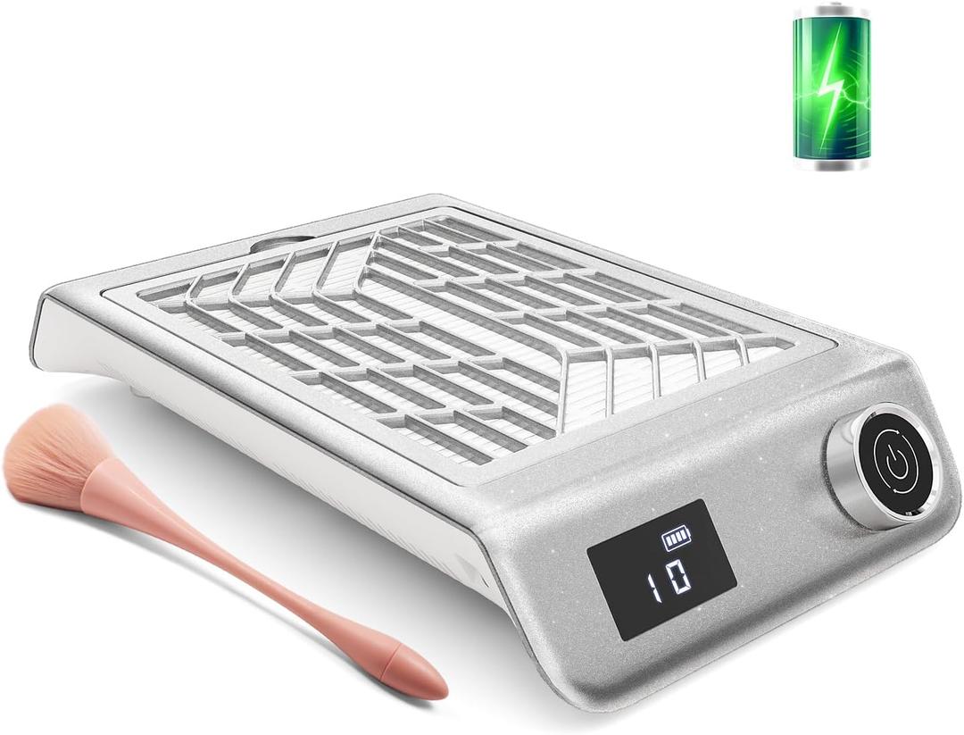 Achzzy Professional Nail Dust Collector, 48W Rechargeable Nail Vacuum Dust Collector with Filter, Quiet Nail Dust Suction Machine Nail Tech Supplies for Manicure Pedicure Acrylic Nail Polishing