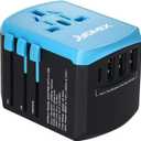 All in One Universal USB Travel Power Adapter with 3 USB Port and Type-C International Wall Charger Worldwide AC Power Plug 8 Pin AC Socket for Multi-Nation Travel UK, EU, AU, Asia