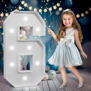 Marquee Numbers 3 Feet Tall,Cool White Light Up Numbers 6, Large Numbers for 6th 16th 60th Birthday Party Decorations, Big Numbers for Anniversary Decor（DIY Kits）