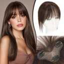 S-noilite Bangs Hair Clip,360 3D Cover Real Clip in Bangs Human Hair Toppers for Women With Side Bang Daily Wear Dark Brown