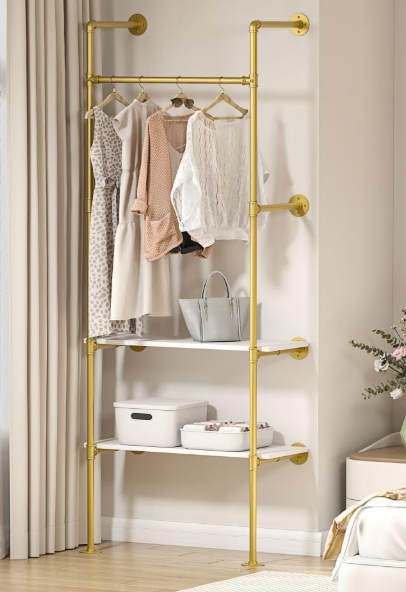 DABILONGC Industrial Pipe Clothing Rack with 2 Shelves