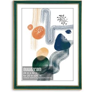 Suede 24x32 Frame - Single Frame, Christmas Elegant Green 24 x 32 Poster Frame with Mat for 20x28, 24x32 Picture Frames for Artwork, Puzzles, Photos and Movie Posters