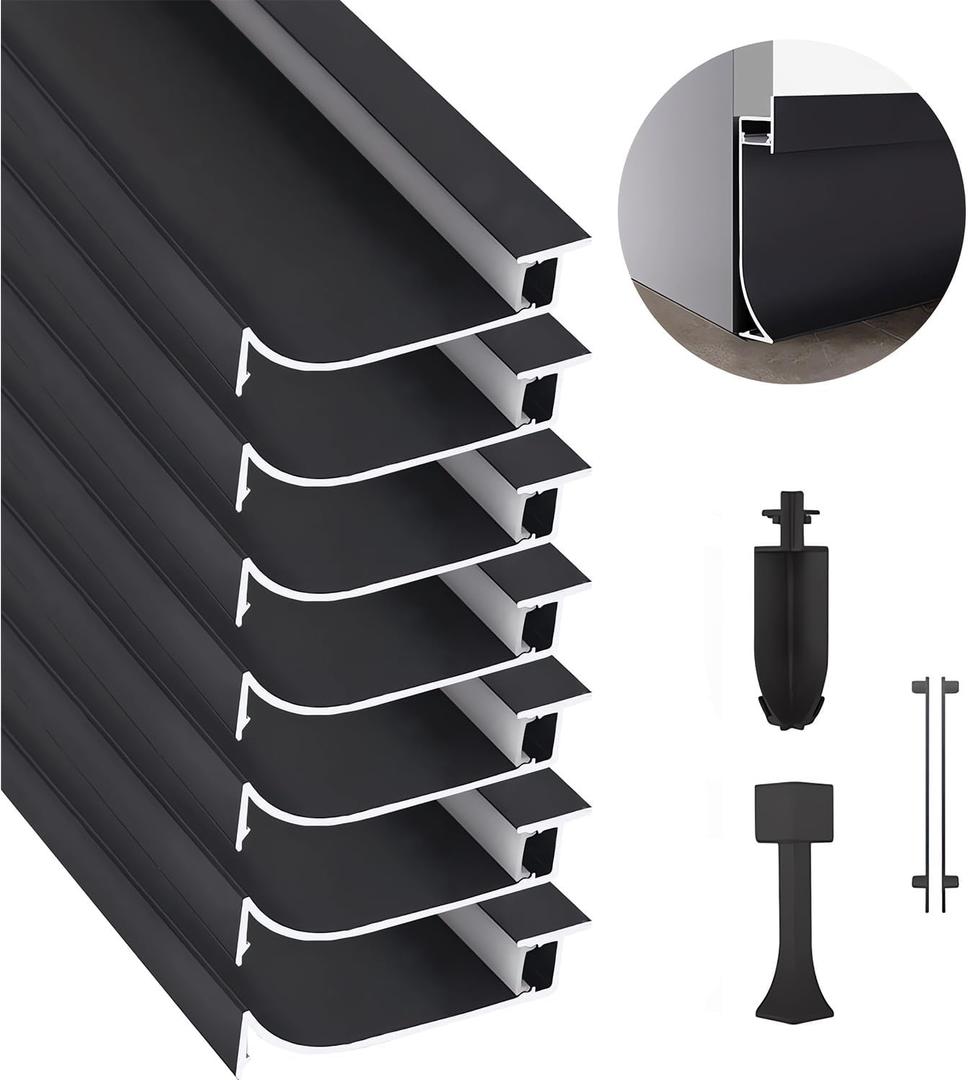 JARBIH 7Packs 1m LED Aluminum Skirting Board, H 65mm LED Skirting Line Strip Light Aluminum Channel Profile Baseboard Light with Milky Cover for Living Room Bedroom Kitchen Home Theater