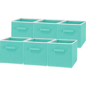 Simple Houseware Foldable Cube Storage Bin, Turquoise - 6 Pack