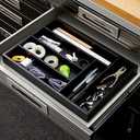 Juvale Bamboo Silverware Organizer for Drawer, Kitchen, 6 Slot Utensil Tray (Black, 17 x 11.75 x 1.75 In)