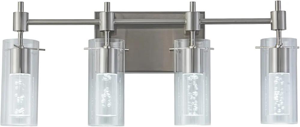 4-Light Bathroom Vanity Light with led Bulb Brushed Nickel Vanity Light for Mirror with Clear Bubbles and Clear Cover Updated Bathroom Wall Sconce Lighting