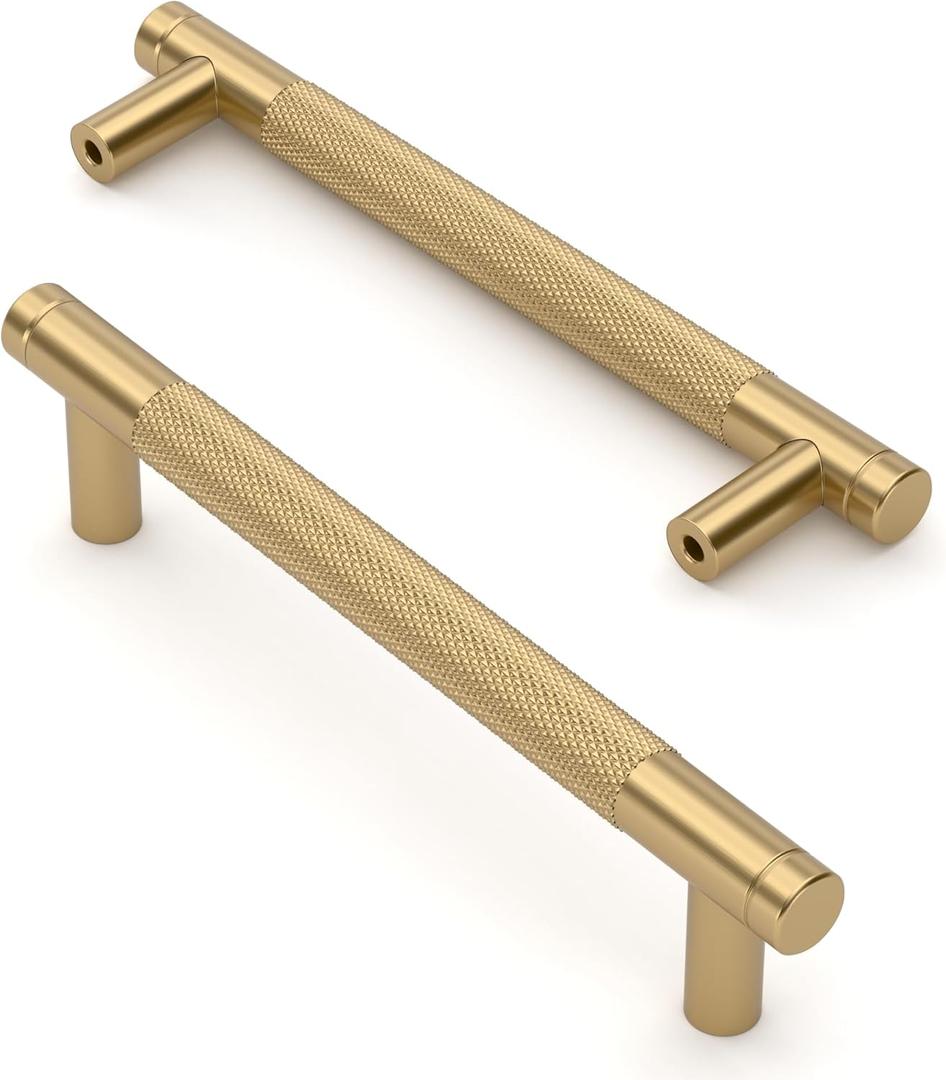 Asidrama 10 Pack 5 Inch(128mm) Champagne Bronze Cabinet Pulls Knurled Cabinet Handles Cupboard Handles Kitchen Cabinet Hardware for Cupboard Drawer Pulls (5" Hole Center)