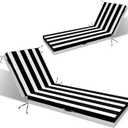L'AGRATY Outdoor Lounge Chaise Cushion: 72x21x3 Inch Waterproof Lounge Chair Cushion for Outdoor Furniture with Fade Resistant Removable Cover - Patio Cushions for Pool Lawn Deck(Black White 2Pcs)