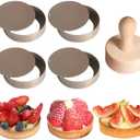 KALAIEN 4 Packs Mini Tart Pans with Removable Bottom 3 Reusable Non-Stick Egg Tart Mold with Tart Tamper for Cheesecake Muffin Pan