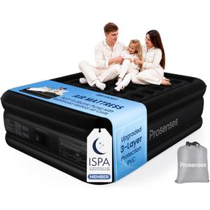 Queen Air Mattress with Built-in Pump 18in, Anti-Leak PVC Bonding
