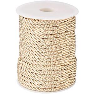 32.8 Yards Champagne Polyester Twisted Trim Cord Rope 5mm Twisted Decorative Cord Trim Thread String for Upholstery Curtain Tieback Honor Cord Home Decoration