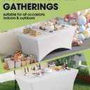 Pureegg Spandex Tablecloth 6ft - 6 Pack, Fitted and Stretch Table Cover for Rectangle Tables, Wrinkle-Resistant and Secure Fabric for Outdoor, Picnic, Party, Wedding, Banquet and Birthday, White