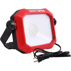 CRAFTSMAN 1100 Lumens 4000K LED Tiltable Portable Work Light in Red with 2-in-1 Adjustable Metal Rotating Stand and Handle, Impact-Resistant Glass Lens, 5FT Power Cord, ETL, Perfect for Job Site