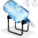 Water Dispenser Stand, Water Jug Stand with 2 Faucets - Heavy-Duty Iron Frame for 5-Gallon Buckets, Anti-Slip Mat, BPA Free Fast Flow Water Spout Fits 48mm and 55mm Bottles