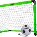 Franklin Sports Kids Mini Soccer Goal Set - Backyard + Indoor Mini Net and Ball Set with Pump - Portable Folding Youth Soccer Goal - Perfect Kids Toy - 36" x 24" (Green)
