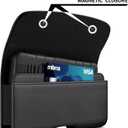PiTau Phone Belt Case for iPhone 17 16 16e 15 14 13 12 11 Xs X XR (Including Pro Models), Cellphone Holster Clip Pouch, ID/Credit Card Holder, Fits with Otterbox Cover on, Black