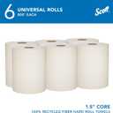 Scott Professional Universal 100% Recycled Fiber Hard Roll Paper Towels, Bulk (56758), Hardwound 1.5" Core, Absorbency Pockets, Compressed, Brown (6 Rolls at 800' Each, 4,800'/Case)