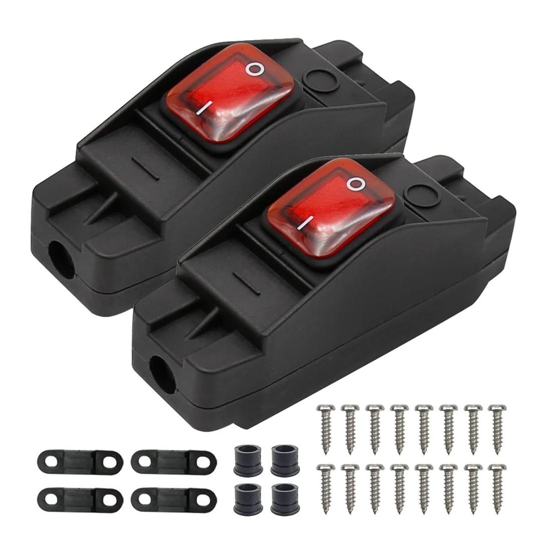 12V-250V Waterproof Inline Cord Switch Compatible with 14-Gauge and 16-Gauge Outdoor Extension Cords 2PCS