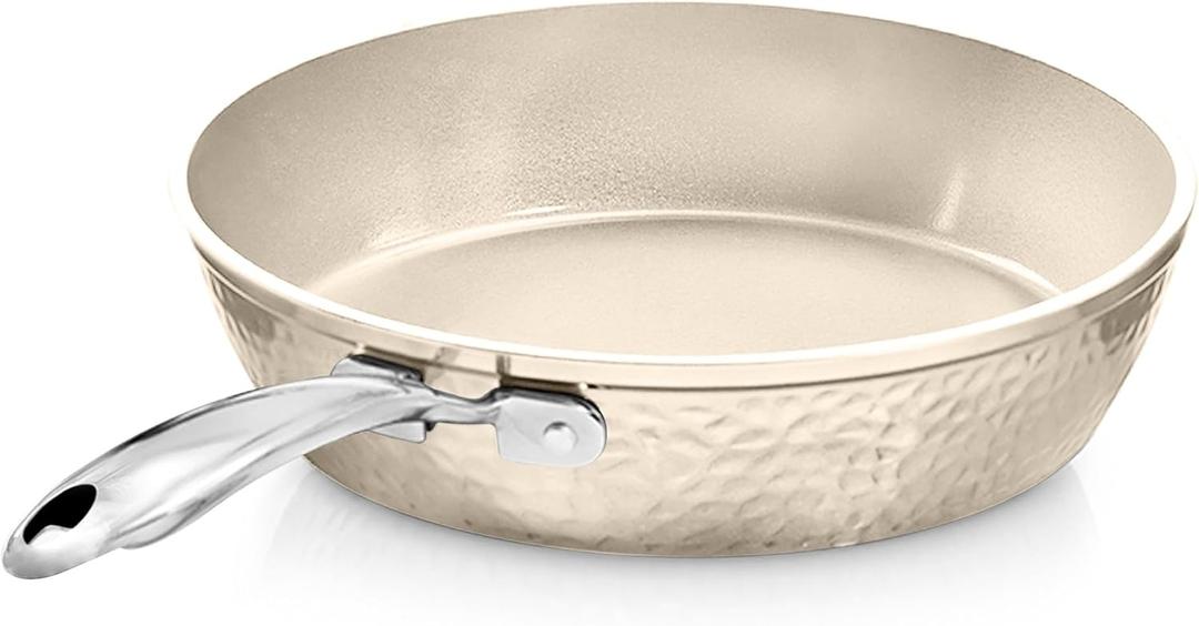 GOTHAM STEEL 12 Inch Non Stick Frying Pans, Nonstick Frying Pan, Induction Pan, Nonstick Skillet, 100% PFOA Free Ceramic Pan for Cooking, Dishwasher Safe, Cream White
