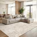 Art&Tuft Washable Rugs 6x9, Anti-Slip Backing Abstract 6x9 Area Rugs, Stain Resistant Rugs for Living Room, Foldable Machine Washable Area Rug (6'x9', Beige)