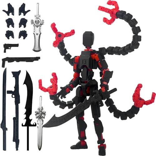 T13 Already Assembled Accessories Action Figure, T13 Multi-Jointed Movable,for Collectors Desktop Decorations t-13 Movability 3D Printed Toys (Black Red, 7.2inch)