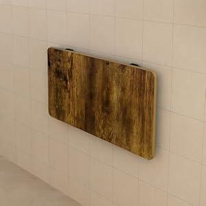 MM MELISEN Walnut Folding Desk 40x20 Inch (101x50cm) Wall Mounted, Fold Down Laundry Table for Small Spaces